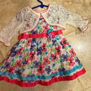 Youngland Baby Flower Dress with matching Cardigan